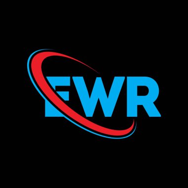 EWR logosu. EWR mektubu. EWR harf logosu tasarımı. Çember ve büyük harfli monogram logosuna bağlı baş harfler. Teknoloji, iş ve emlak markası için EWR tipografisi.
