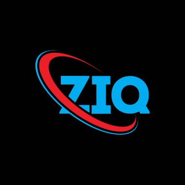 ZIQ logosu. ZIQ harfi. ZIQ harfli logo tasarımı. Çember ve büyük harfli monogram logosuna bağlı baş harfler ZIQ logosu. Teknoloji, iş ve emlak markası için ZIQ tipografisi.