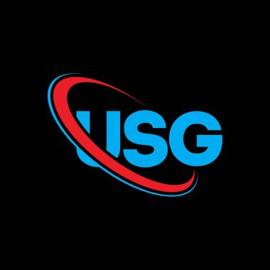 USG logosu. USG mektubu. USG harf logosu tasarımı. Çember ve büyük harfli monogram logosuna bağlı USG logosu. Teknoloji, iş ve emlak markası için USG tipografisi.