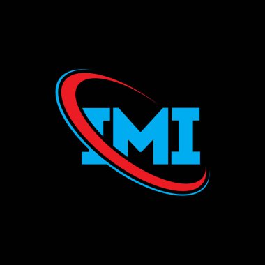 IMI logosu. IMI mektubu. IMI harf logosu tasarımı. Çember ve büyük harfli monogram logosuna bağlı IMI logosunun baş harfleri. Teknoloji, iş ve emlak markası için IMI tipografisi.