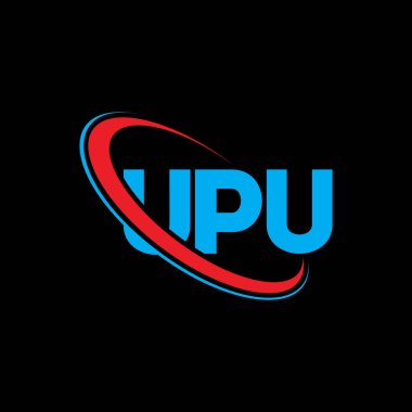 UPU logosu. UPU mektubu. UPU harf logosu tasarımı. Çember ve büyük harfli monogram logosuna bağlı ilk UPU logosu. Teknoloji, iş ve emlak markası için UPU tipografisi.