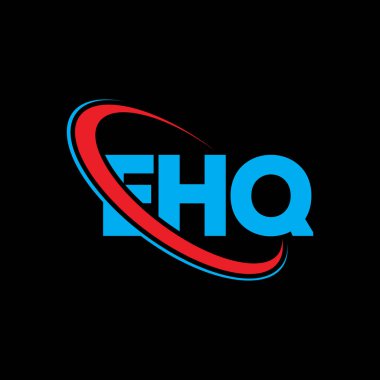 EHQ logosu. EHQ mektubu. EHQ harf logosu tasarımı. Çember ve büyük harfli monogram logosuyla EHQ logosunun baş harfleri. Teknoloji, iş ve emlak markası için EHQ tipografisi.