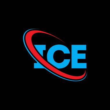 ICE logosu. ICE mektubu. ICE mektup logosu tasarımı. Çember ve büyük harfli monogram logosuna bağlı ilk ICE logosu. Teknoloji, iş ve emlak markası için ICE tipografisi.