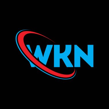WKN logosu. WKN mektubu. WKN harf logosu tasarımı. Çember ve büyük harfli monogram logosuna bağlı baş harfler WKN logosu. Teknoloji, iş ve emlak markası için WKN tipografisi.