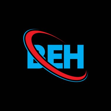 BEH logosu. BEH mektubu. BEH harf logosu tasarımı. Çember ve büyük harfli monogram logosuyla birleştirilmiş BEH logosu. Teknoloji, iş ve emlak markası BEH tipografisi.