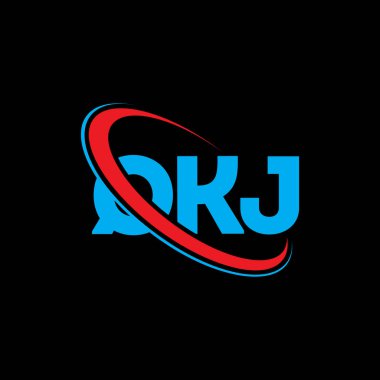 QKJ logosu. QKJ mektubu. QKJ harf logosu tasarımı. Çember ve büyük harfli monogram logosuna bağlı QKJ logosu. QKJ teknoloji, iş ve emlak markası tipografisi.