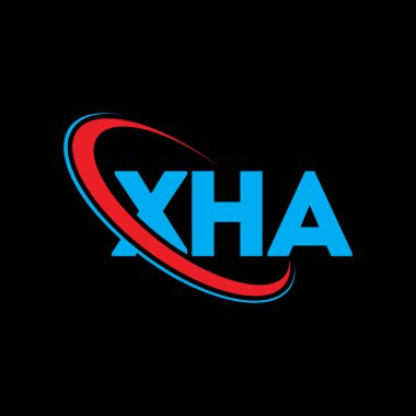 XHA logosu. XHA mektubu. XHA harf logosu tasarımı. Çember ve büyük harfli monogram logosuyla birleştirilmiş XHA logosu. Teknoloji, iş ve emlak markası için XHA tipografisi.