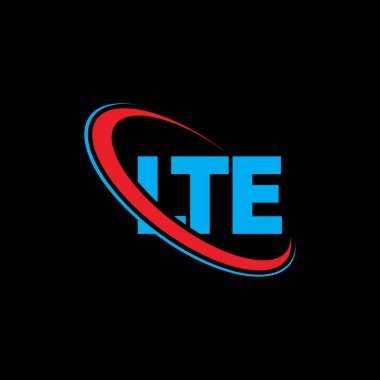 LTE logosu. LTE mektubu. LTE mektup logosu tasarımı. Çember ve büyük harfli monogram logosuna bağlı baş harfler LTE logosu. Teknoloji, iş ve emlak markası için LTE tipografisi.