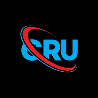 CRU logosu. CRU mektubu. CRU harf logosu tasarımı. Çember ve büyük harfli monogram logosuyla birleştirilmiş CRU logosu. Teknoloji, iş ve emlak markası için CRU tipografisi.