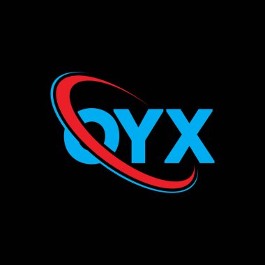 OYX logosu. OYX mektubu. OYX harf logosu tasarımı. Çember ve büyük harfli monogram logosuna bağlı baş harfler. Teknoloji, iş ve emlak markası için OYX tipografisi.