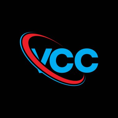VCC logosu. VCC mektubu. VCC harf logosu tasarımı. Çember ve büyük harfli monogram logosuna bağlı baş harfler VCC logosu. Teknoloji, iş ve emlak markası için VCC tipografisi.