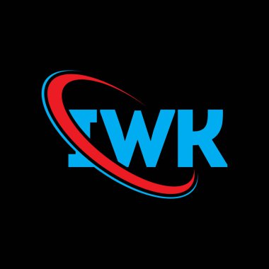 IWK logosu. IWK mektubu. IWK mektup logosu tasarımı. Çember ve büyük harfli monogram logosuyla IWK logosunun baş harfleri. Teknoloji, iş ve emlak markası için IWK tipografisi.