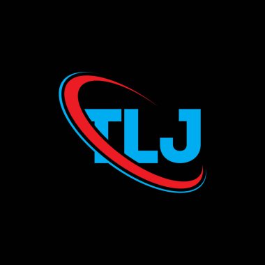 TLJ logosu. TLJ mektubu. TLJ harf logosu tasarımı. Çember ve büyük harfli monogram logosuna bağlı baş harfler TLJ logosu. Teknoloji, iş ve emlak markası için TLJ tipografisi.