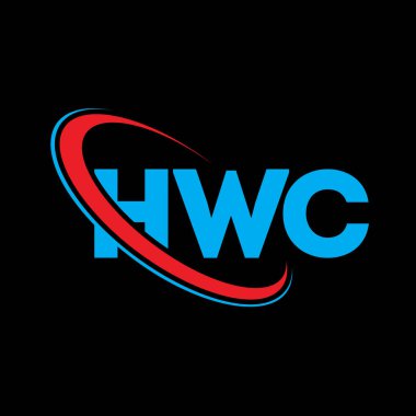 HWC logosu. HWC mektubu. HWC harf logosu tasarımı. Çember ve büyük harfli monogram logosuna bağlı HWC logosu. Teknoloji, iş ve emlak markası için HWC tipografisi.