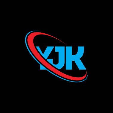 YJK logosu. YJK mektubu. YJK mektup logosu tasarımı. Çember ve büyük harfli monogram logosuna bağlı baş harfler YJK logosu. Teknoloji, iş ve emlak markası için YJK tipografisi.