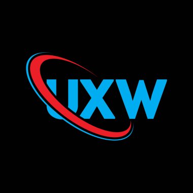 UXW logosu. UXW mektubu. UXW harf logosu tasarımı. Çember ve büyük harfli monogram logosuyla birleştirilmiş UXW logosu. Teknoloji, iş ve emlak markası için UXW tipografisi.