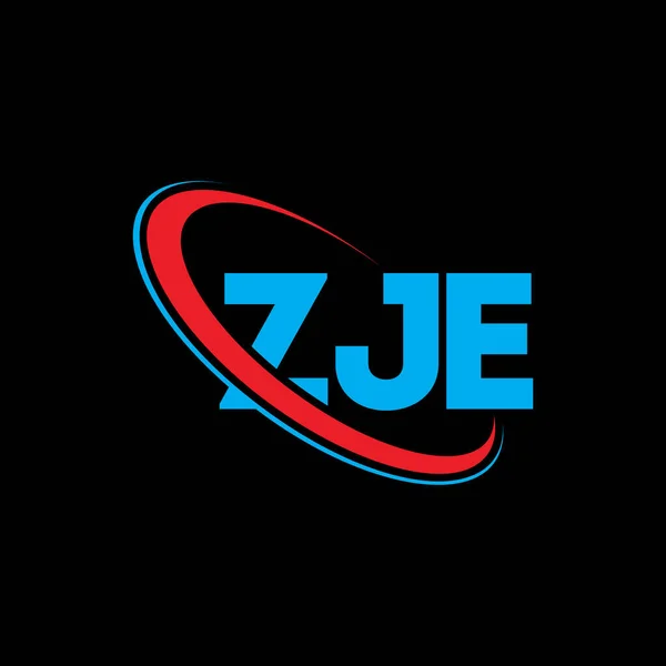 Zje Logosu Zje Mektubu Zje Harf Logosu Tasarımı Çember Büyük — Stok Vektör