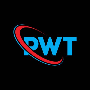 PWT logosu. PWT mektubu. PWT harf logosu tasarımı. Çember ve büyük harfli monogram logosuyla birleştirilmiş PWT logosu. Teknoloji, iş ve emlak markası için PWT tipografisi.