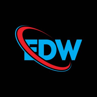 EDW logosu. EDW mektubu. EDW harf logosu tasarımı. Çember ve büyük harfli monogram logosuna bağlı baş harfler. Teknoloji, iş ve emlak markası için EDW tipografisi.