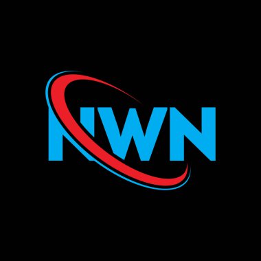 NWN logosu. NWN mektubu. NWN harf logosu tasarımı. Çember ve büyük harfli monogram logosuna bağlı ilk NWN logosu. Teknoloji, iş ve emlak markası için NWN tipografisi.