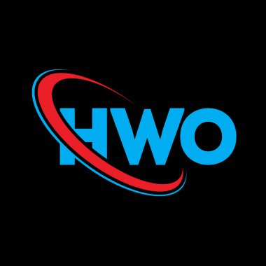 HWO logosu. HWO mektubu. HWO harf logosu tasarımı. Çember ve büyük harfli monogram logosuna bağlı HWO logosu. Teknoloji, iş ve emlak markası için HWO tipografisi.