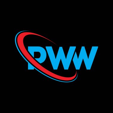 PWW logosu. PWW mektubu. PWW harf logosu tasarımı. Çember ve büyük harfli monogram logosuyla birleştirilmiş PWW logosu. Teknoloji, iş ve emlak markası için PWW tipografisi.