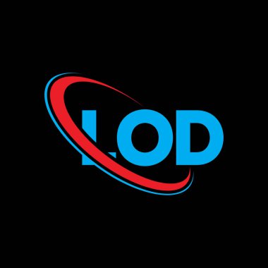 LOD logosu. LOD mektubu. LOD mektup logosu tasarımı. Çember ve büyük harfli monogram logosuna bağlı logo. Teknoloji, iş ve emlak markası için LOD tipografisi.