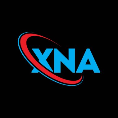 XNA logosu. XNA mektubu. XNA harfli logo tasarımı. Çember ve büyük harfli monogram logosuna bağlı XNA logosu. Teknoloji, iş ve emlak markası için XNA tipografisi.