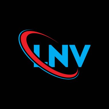 LNV logosu. LNV mektubu. LNV harf logosu tasarımı. Çember ve büyük harfli monogram logosuna bağlı ilk LNV logosu. Teknoloji, iş ve emlak markası için LNV tipografisi.