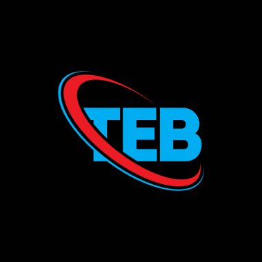 TEB logosu. TEB harfi. TEB harfi logo tasarımı. Çember ve büyük harfli monogram logosuna bağlı olan TEB logosu. Teknoloji, iş ve emlak markası için TEB tipografisi.