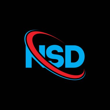 NSD logosu. NSD mektubu. NSD mektup logosu tasarımı. Çember ve büyük harfli monogram logosuna bağlı NSD logosu. Teknoloji, iş ve emlak markası için NSD tipografisi.