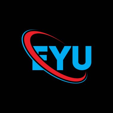 Eyu logosu. EYU mektubu. EYU mektup logosu tasarımı. Çember ve büyük harfli monogram logosuyla birleştirilmiş EYU logosu. Teknoloji, iş ve emlak markası için EYU tipografisi.