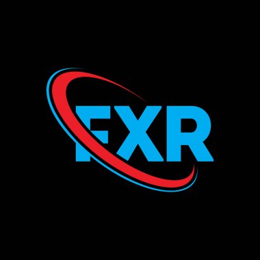 FXR logosu. FXR mektubu. FXR harf logosu tasarımı. Çember ve büyük harfli monogram logosuna bağlı FXR logosu. Teknoloji, iş ve emlak markası için FXR tipografisi.