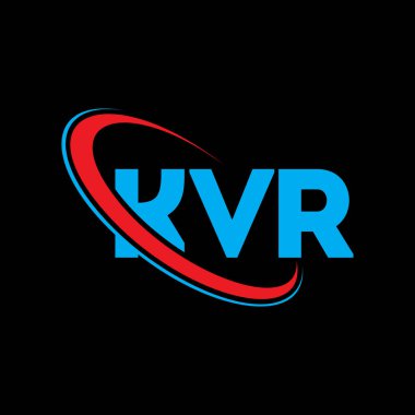 KVR logosu. KVR harfi. KVR harf logosu tasarımı. Çember ve büyük harfli monogram logosuyla birleştirilmiş KVR logosu. Teknoloji, iş ve emlak markası için KVR tipografisi.