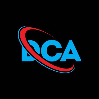 DCA logosu. DCA mektubu. DCA mektup logosu tasarımı. Daire ve büyük harfli monogram logosuna bağlı baş harfler. Teknoloji, iş ve emlak markası için DCA tipografisi.