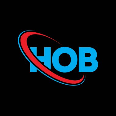 HOB logosu. Mektup. HOB harfi logo tasarımı. Çember ve büyük harfli monogram logosuyla birleştirilmiş HOB logosu. HOB teknoloji, iş ve gayrimenkul markası tipografisi.