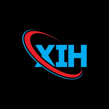 XIH logosu. XIH harfi. XIH harf logosu tasarımı. Çember ve büyük harfli monogram logosuna bağlı XIH logosu. Teknoloji, iş ve emlak markası için XIH tipografisi.