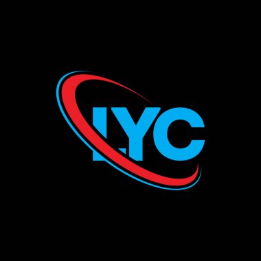 LYC logosu. LYC mektubu. LYC harf logosu tasarımı. Çember ve büyük harfli monogram logosuna bağlı ilk LYC logosu. Teknoloji, iş ve emlak markası için LYC tipografisi.