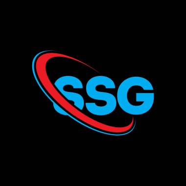 SSG logosu. SSG mektubu. SSG harf logo tasarımı. Çember ve büyük harfli monogram logosuna bağlı baş harfler SSG logosu. Teknoloji, iş ve emlak markası için SSG tipografisi.