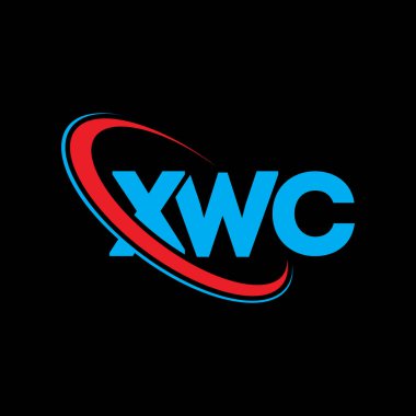 XWC logosu. XWC mektubu. XWC harf logosu tasarımı. Çember ve büyük harfli monogram logosuna bağlı XWC logosu. Teknoloji, iş ve emlak markası için XWC tipografisi.