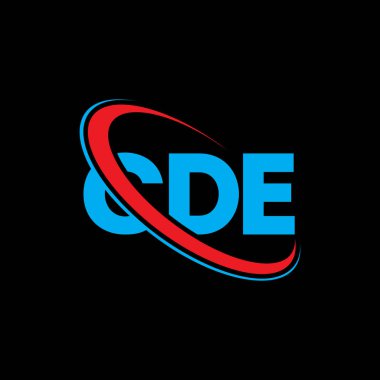 CDE logosu. ÖYD mektubu. CDE harf logosu tasarımı. Çember ve büyük harfli monogram logosuna bağlı CDE logosu. Teknoloji, iş ve emlak markası için CDE tipografisi.