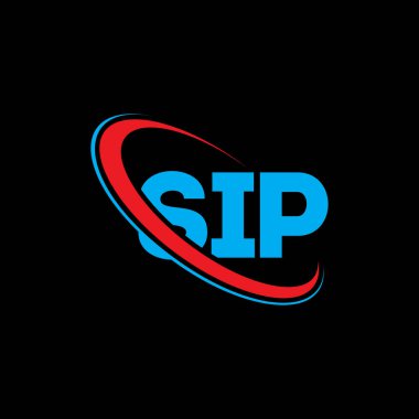 SIP logosu. SIP harfi. SIP harfli logo tasarımı. Çember ve büyük harfli monogram logosuna bağlı ilk SIP logosu. Teknoloji, iş ve emlak markası için SIP tipografisi.