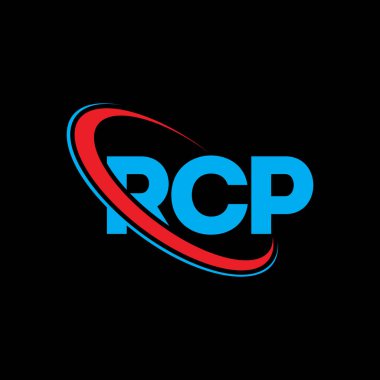 RCP logosu. RCP mektubu. RCP harf logosu tasarımı. Çember ve büyük harfli monogram logosuna bağlı RCP logosu. Teknoloji, iş ve emlak markası için RCP tipografisi.