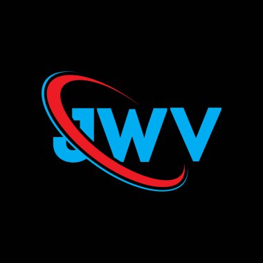 JWV logosu. JWV mektubu. JWV mektup logosu tasarımı. Çember ve büyük harfli monogram logosuyla birleştirilmiş JWV logosu. Teknoloji, iş ve emlak markası için JWV tipografisi.