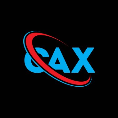 CAX logosu. CAX mektubu. CAX harfli logo tasarımı. Çember ve büyük harfli monogram logosuna bağlı baş harfler CAX logosu. Teknoloji, iş ve emlak markası için CAX tipografisi.