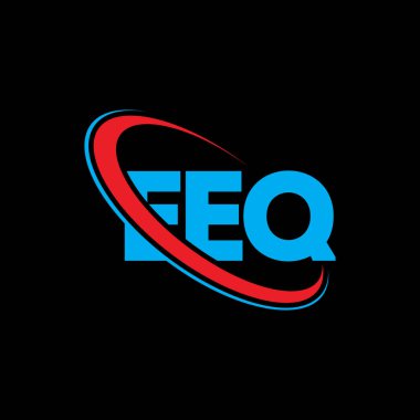 EEQ logosu. EEQ mektubu. EEQ harf logosu tasarımı. Çember ve büyük harfli monogram logosuyla birleştirilmiş EEQ logosu. Teknoloji, iş ve emlak markası için EEQ tipografisi.