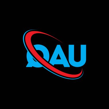 QAU logosu. QAU mektubu. QAU harf logosu tasarımı. Çember ve büyük harfli monogram logosuna bağlı baş harfler QAU logosu. QAU teknoloji, iş ve emlak markası tipografisi.