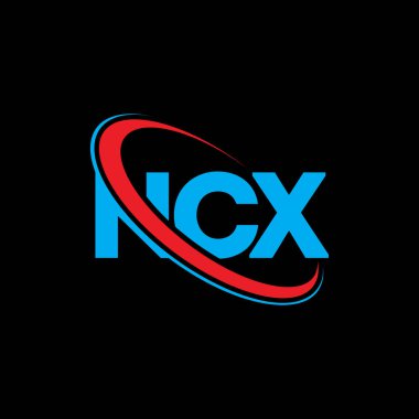 NCX logosu. NCX mektubu. NCX mektup logosu tasarımı. Çember ve büyük harfli monogram logosuna bağlı baş harfler NCX logosu. Teknoloji, iş ve emlak markası için NCX tipografisi.