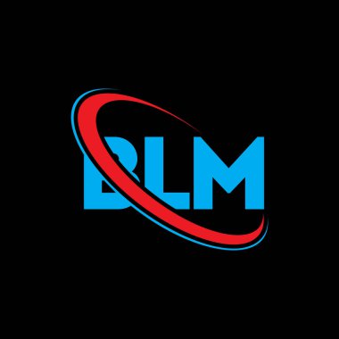 BLM logosu. BLM mektubu. BLM mektup logosu tasarımı. Çember ve büyük harfli monogram logosuyla birleştirilmiş BLM logosu. Teknoloji, iş ve emlak markası için BLM tipografisi.