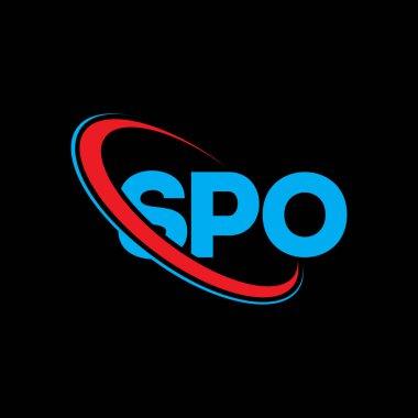 SPO logosu. SPO mektubu. SPO mektup logosu tasarımı. Çember ve büyük harfli monogram logosuna bağlı ilk SPO logosu. Teknoloji, iş ve emlak markası için SPO tipografisi.